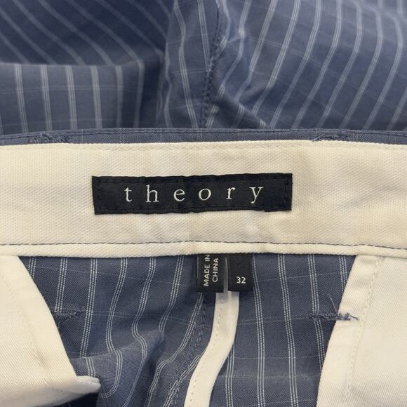 Theory Men’s Blue Plaid Cotton Shorts in Size 32 - Picture 5 of 6